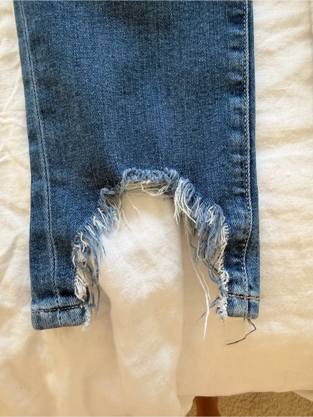 PAIGE Dark Blue Skinny Jeans with Raw Hem - Picture 4 of 9